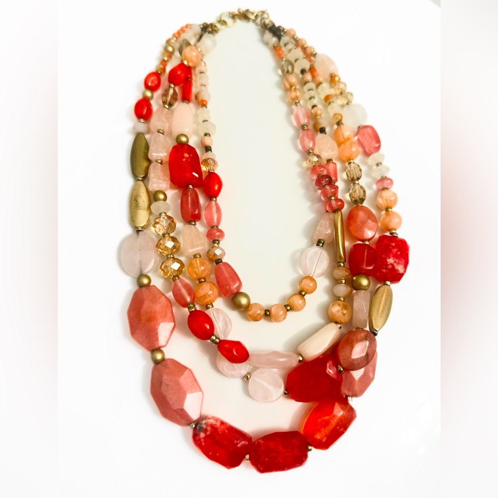 Loft semi precious stone Multi-Strand Necklace